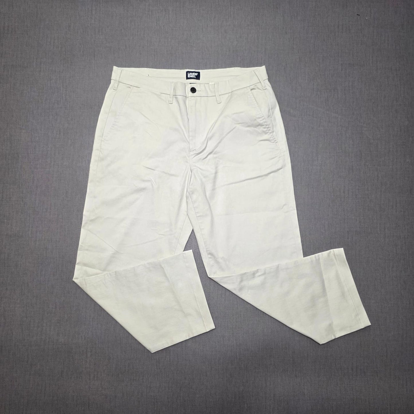 Lands End Mens Smart Casual Chino Style Trousers/Pants - 36 - W36 / L27 - Cream