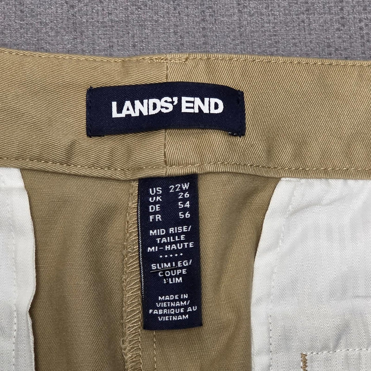 Lands End Womens Chino Style Smart Casual Trousers/Pants - 26 - W44 / L23 -Beige