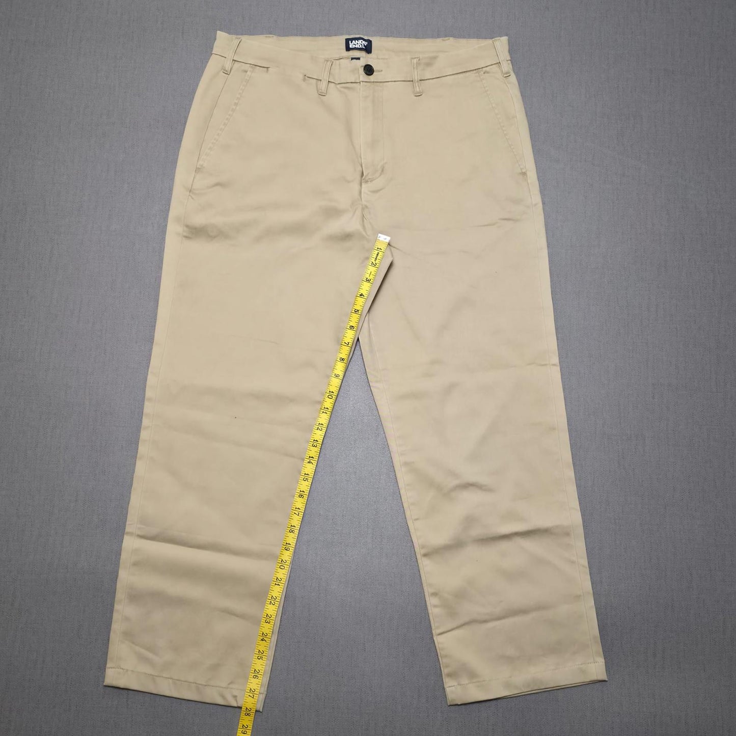 Lands End Mens Chino Style Smart Casual Trousers/Pants -  36 - W36 / L28 - Beige