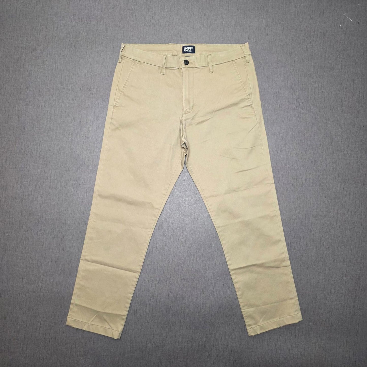 Lands End Mens Chino Style Smart Casual Trousers/Pants - 33 - W33 / L28 - Beige
