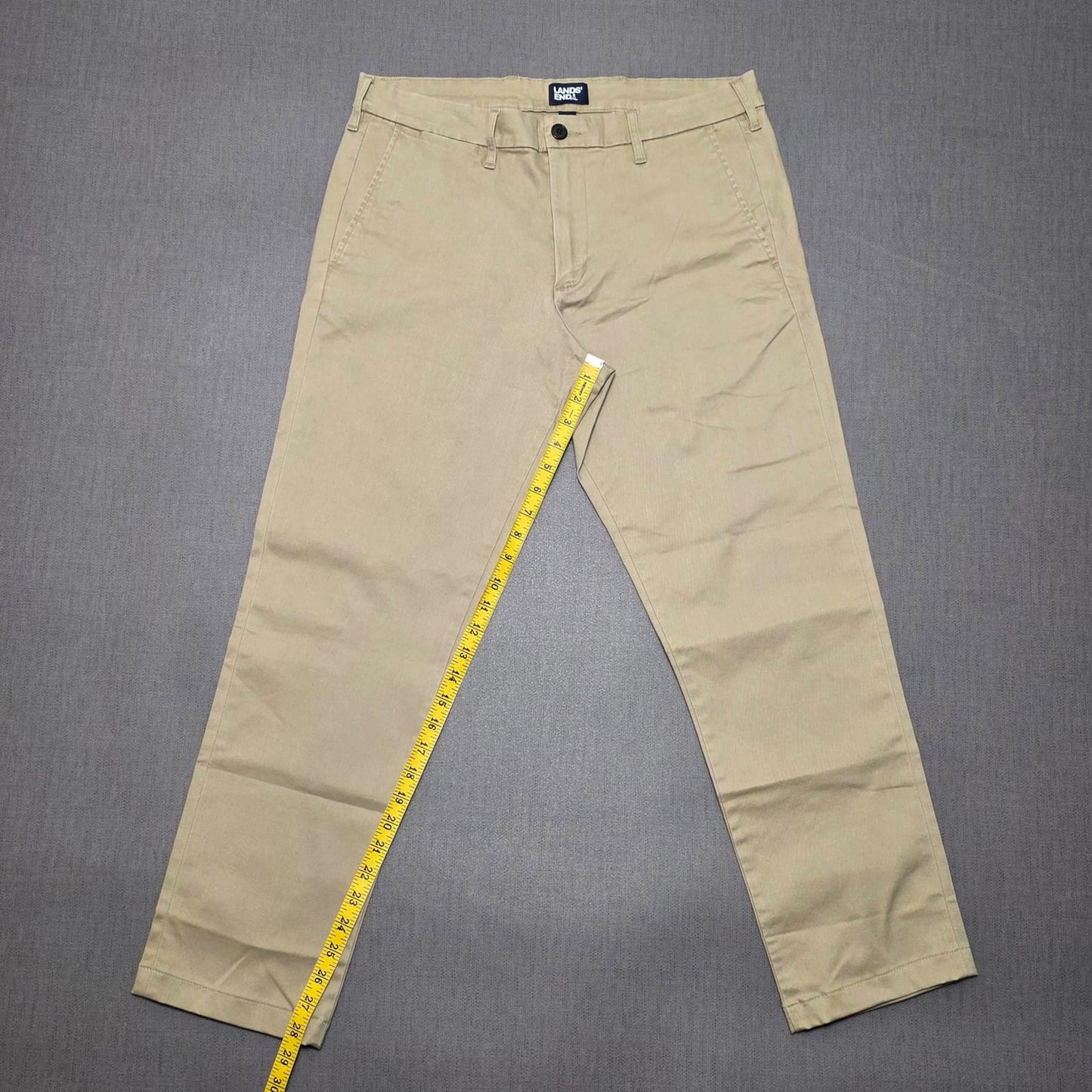 Lands End Mens Chino Style Smart Casual Trousers/Pants - 33 - W33 / L28 - Beige