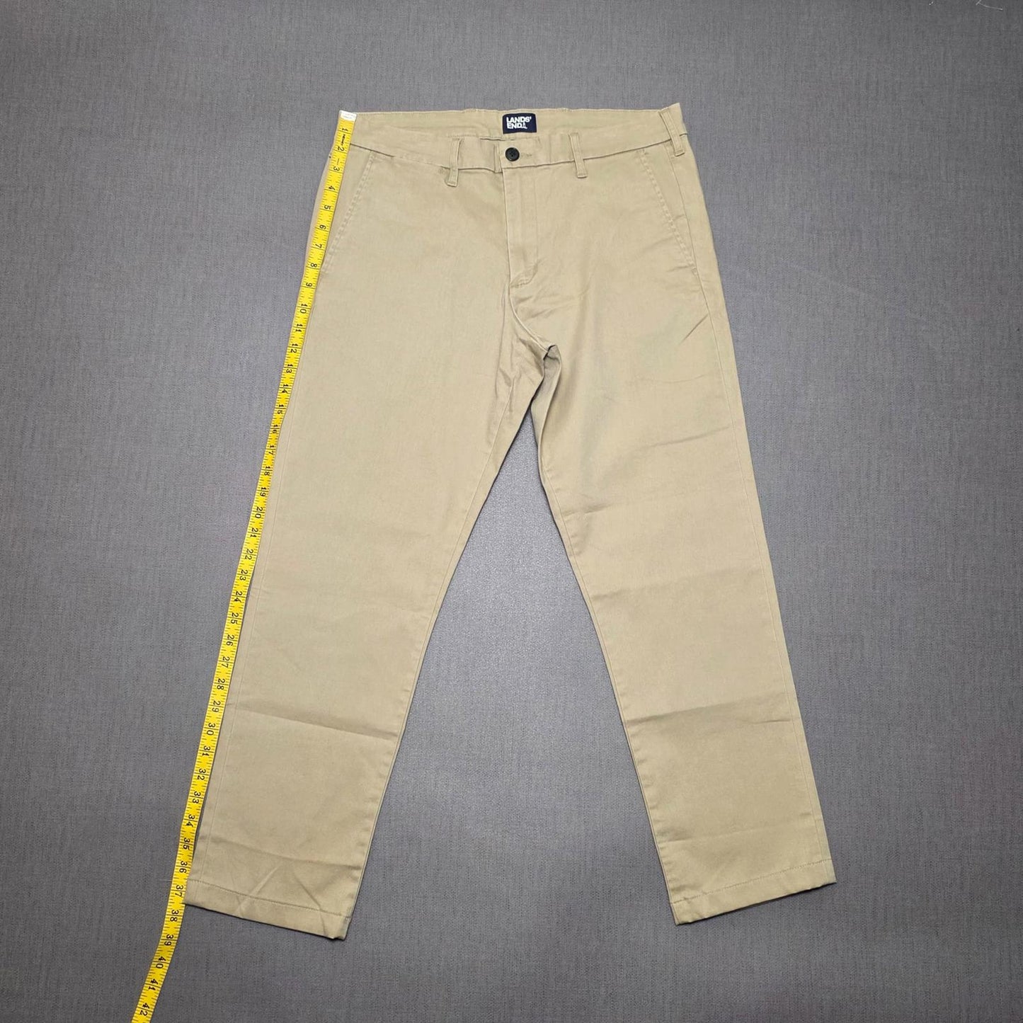 Lands End Mens Chino Style Smart Casual Trousers/Pants - 33 - W33 / L28 - Beige