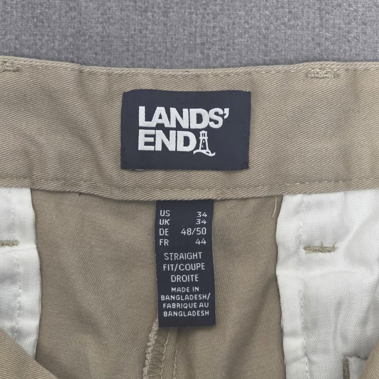 Lands End Mens Chino Style Smart Casual Trousers/Pants - 34 - W34 / L25