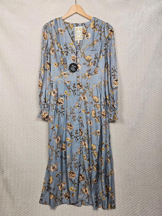 Joanie X Christina Hendricks Collab Lily Pressed Flowers Print Midi Dress -UK 12