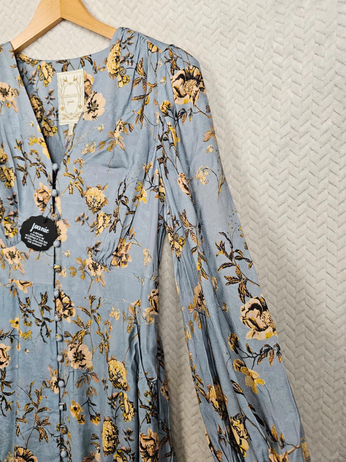Joanie X Christina Hendricks Collab Lily Pressed Flowers Print Midi Dress -UK 12