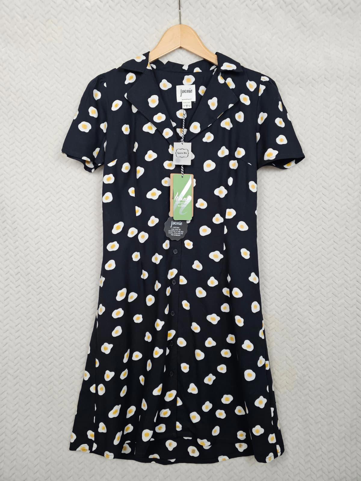 Joanie Womens Freida Fried Eggs Print Tea Knee Length Dress - UK 8