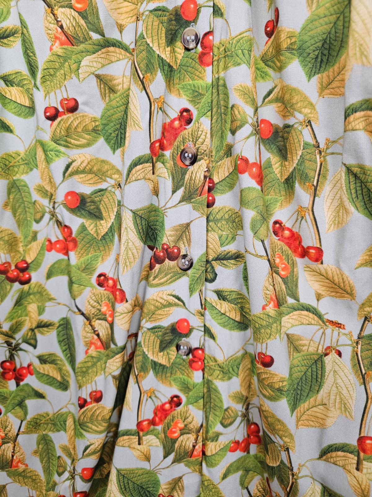 Joanie Womens Manon Cherry Print Button-Through Spring Pocket Tea Dress - UK 8