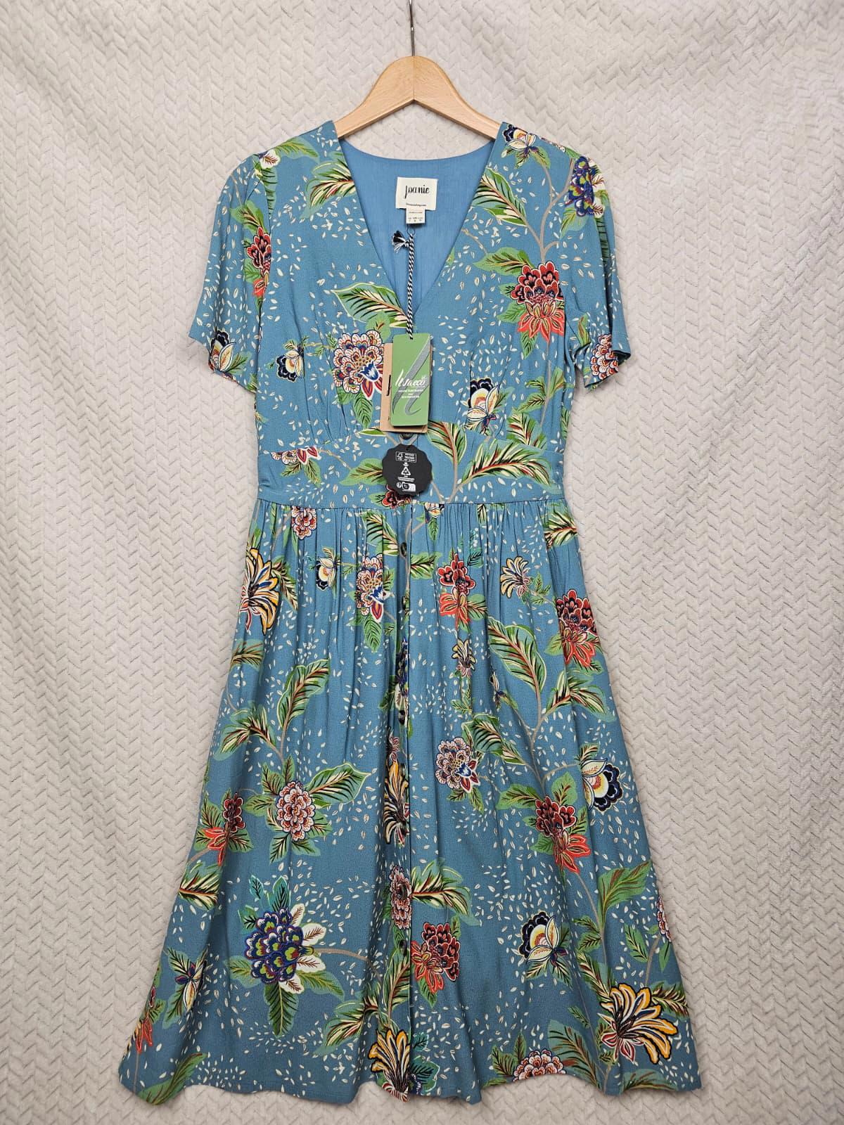 Joanie Womens Natalie Chintz Floral Print Button Down Spring Tea Dress - UK 8