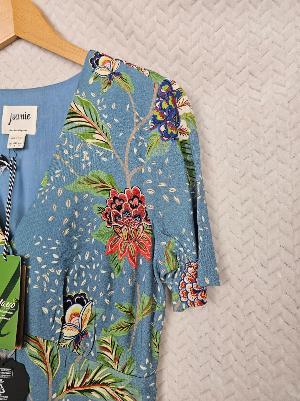 Joanie Womens Natalie Chintz Floral Print Button Down Spring Tea Dress - UK 8