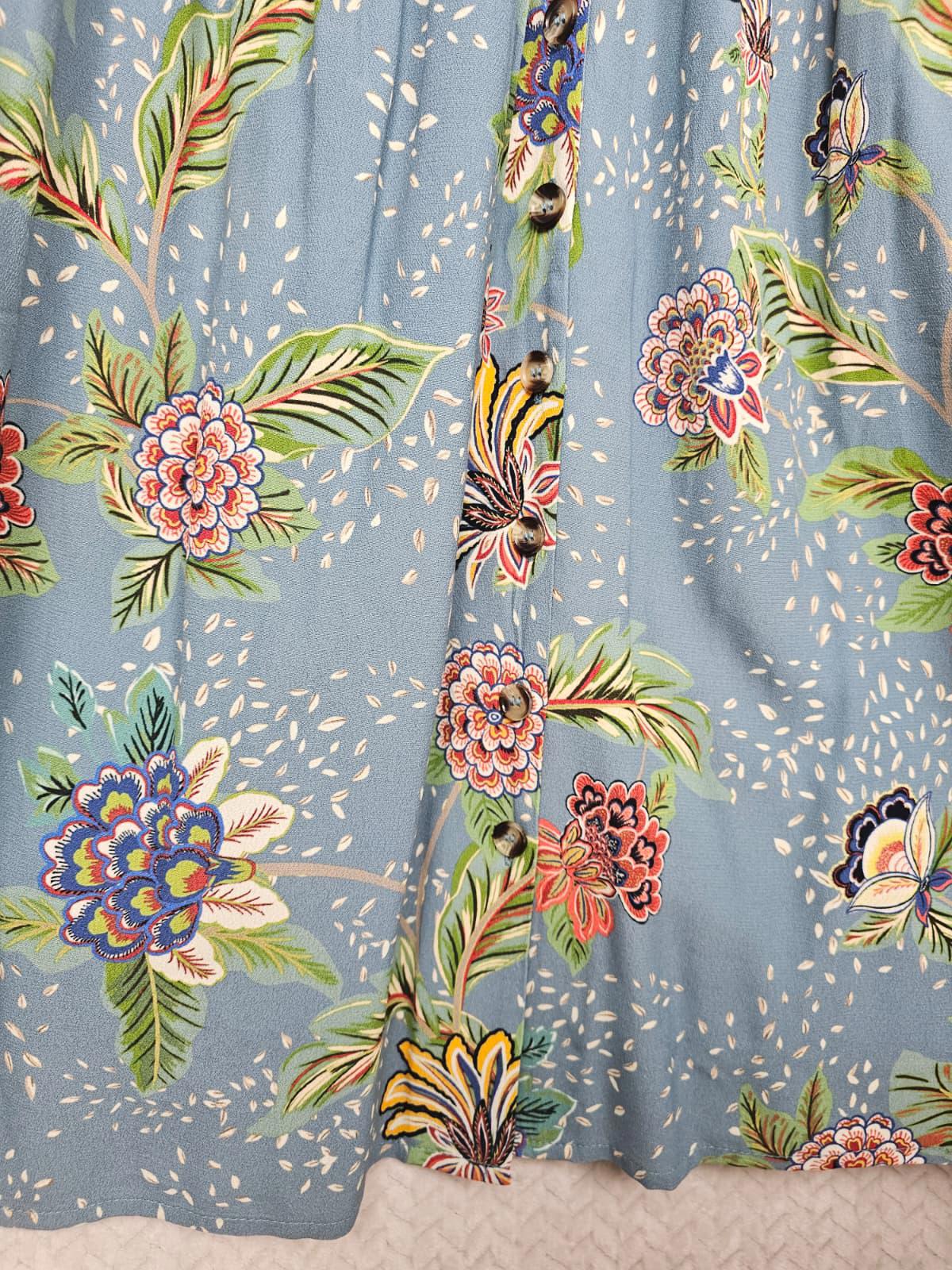 Joanie Womens Natalie Chintz Floral Print Button Down Spring Tea Dress - UK 8