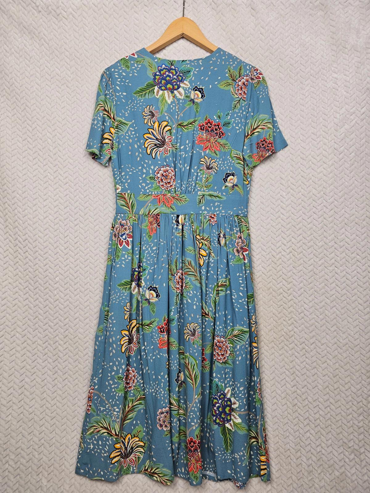 Joanie Womens Natalie Chintz Floral Print Button Down Spring Tea Dress - UK 8