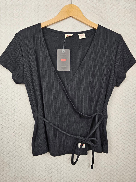 Levi's Dry Goods Womens Short Sleeve Poetcore Wrap Top - S/Small/10 - Black