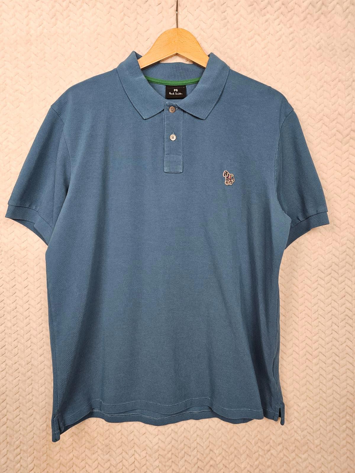 Paul Smith Mens Rainbow Zebra Short Sleeve Collared Polo Shirt - L/Large - Blue