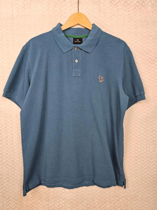 Paul Smith Mens Rainbow Zebra Short Sleeve Collared Polo Shirt - L/Large - Blue