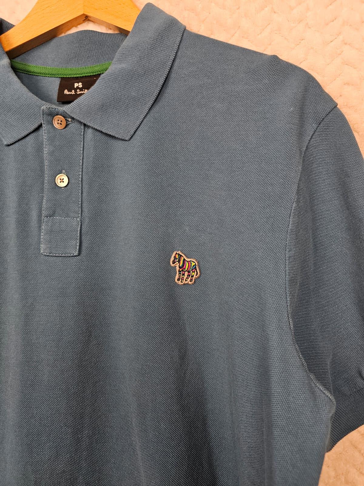 Paul Smith Mens Rainbow Zebra Short Sleeve Collared Polo Shirt - L/Large - Blue