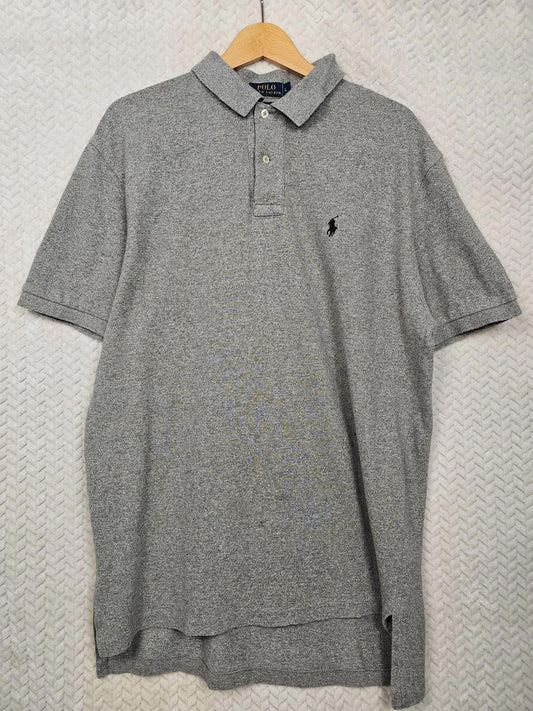 Polo Ralph Lauren Vintage Y2K Classic Fit Short Sleeve Polo Shirt - L/Large Grey