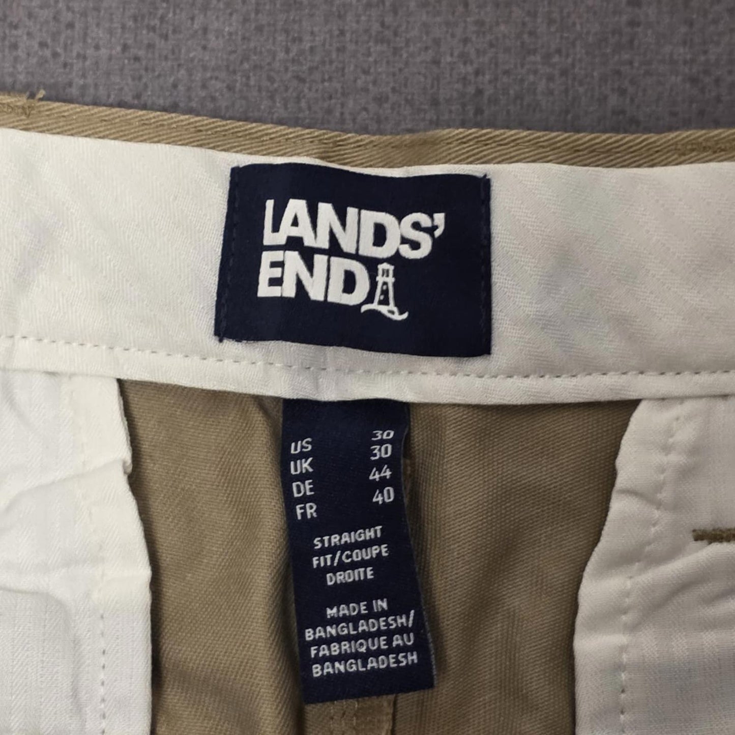 Lands End Mens Casual Chino Style Trousers/Pants - 30 - Beige