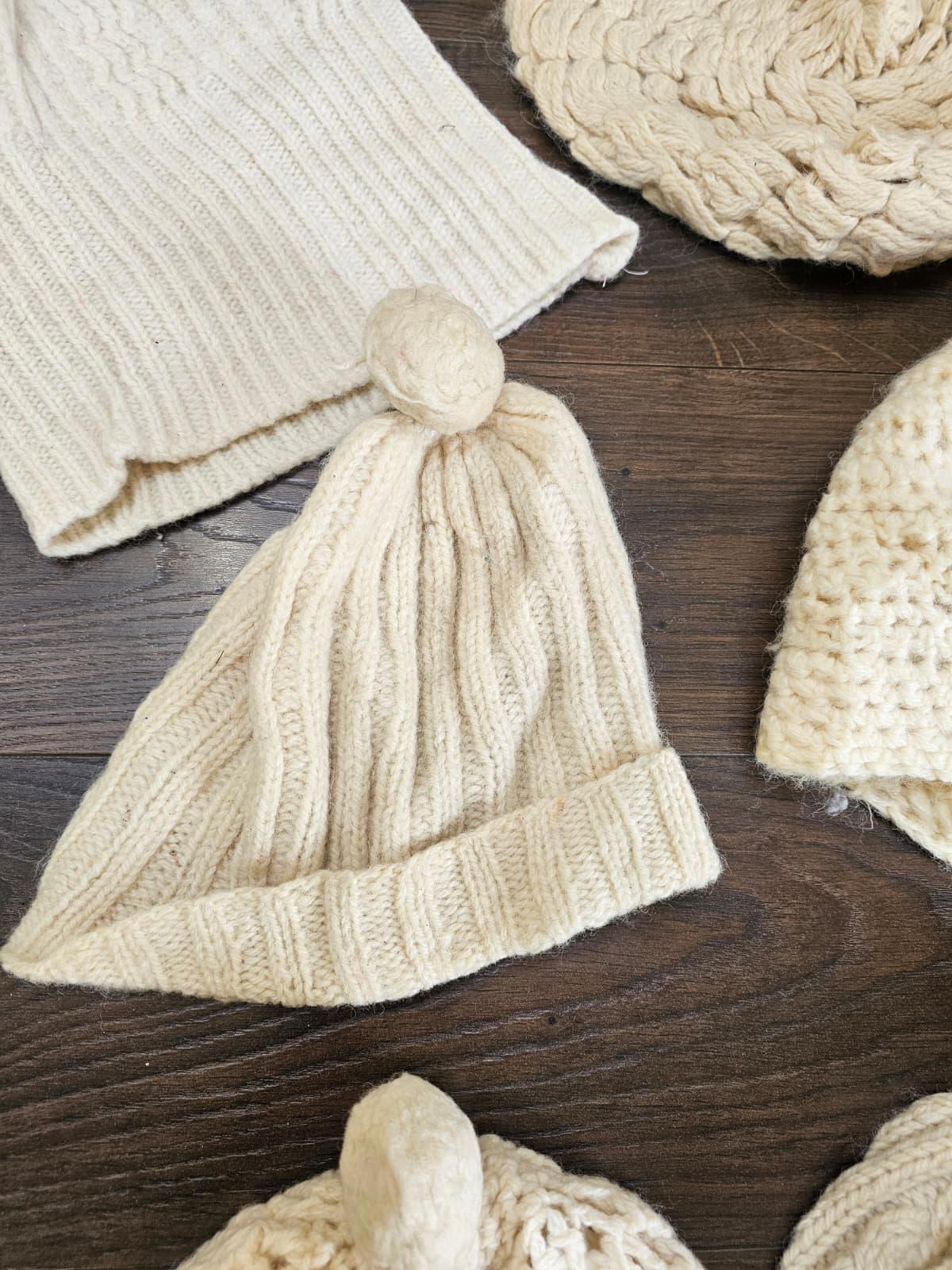 Collection of Vintage Hand Knit & Commercial Wool/Woolie Hats/Beanies - 10 Hats