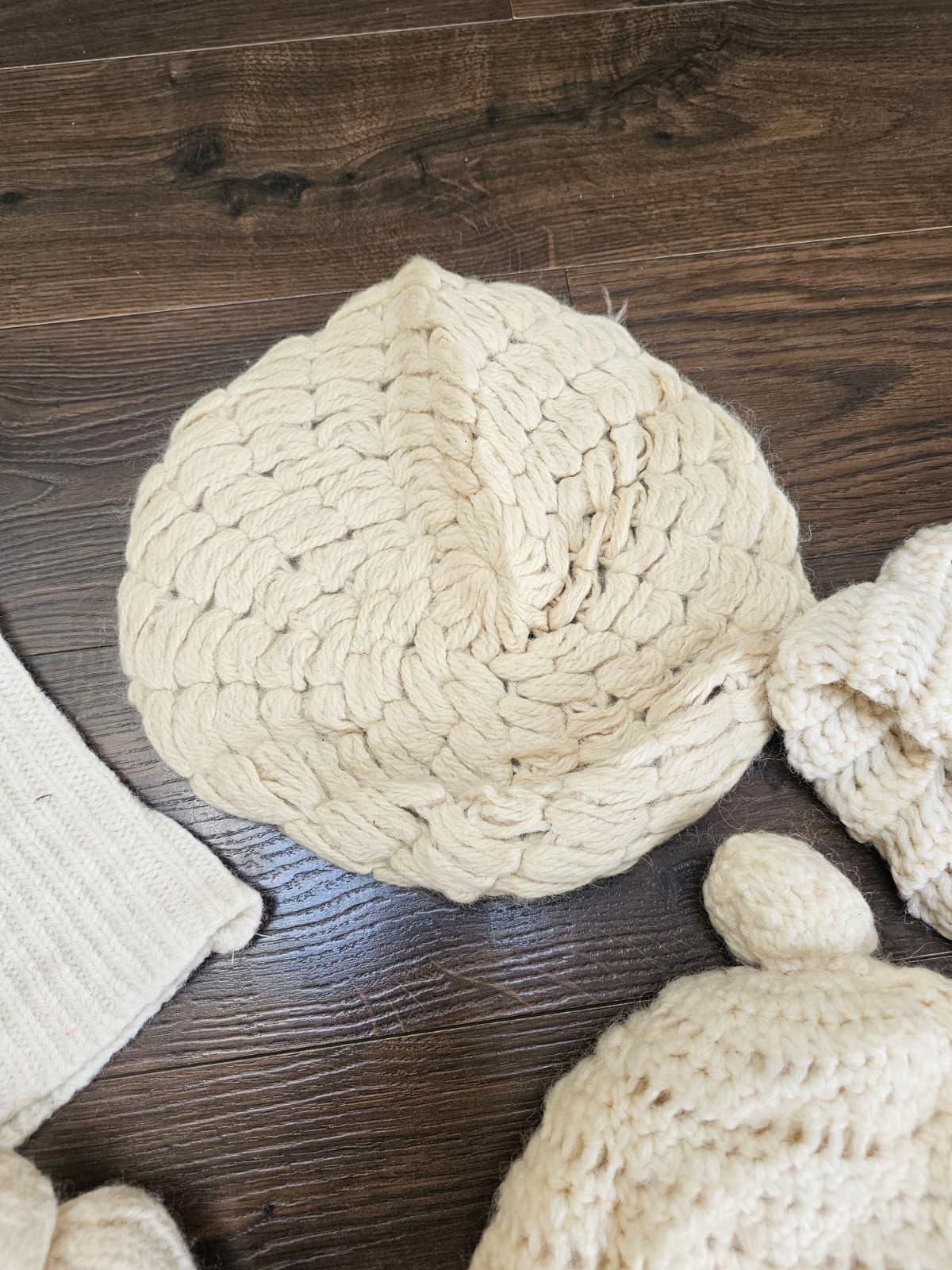 Collection of Vintage Hand Knit & Commercial Wool/Woolie Hats/Beanies - 10 Hats