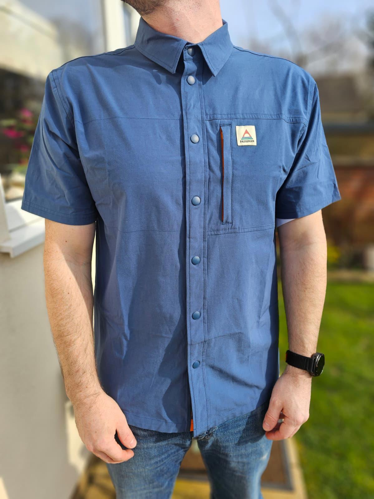 Passenger Mens Snap/Popper Button Short Sleeve Collared Pocket Shirt - M/Medium