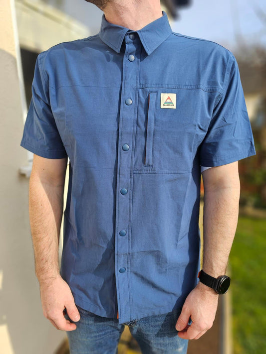 Passenger Mens Snap/Popper Button Short Sleeve Collared Pocket Shirt - M/Medium