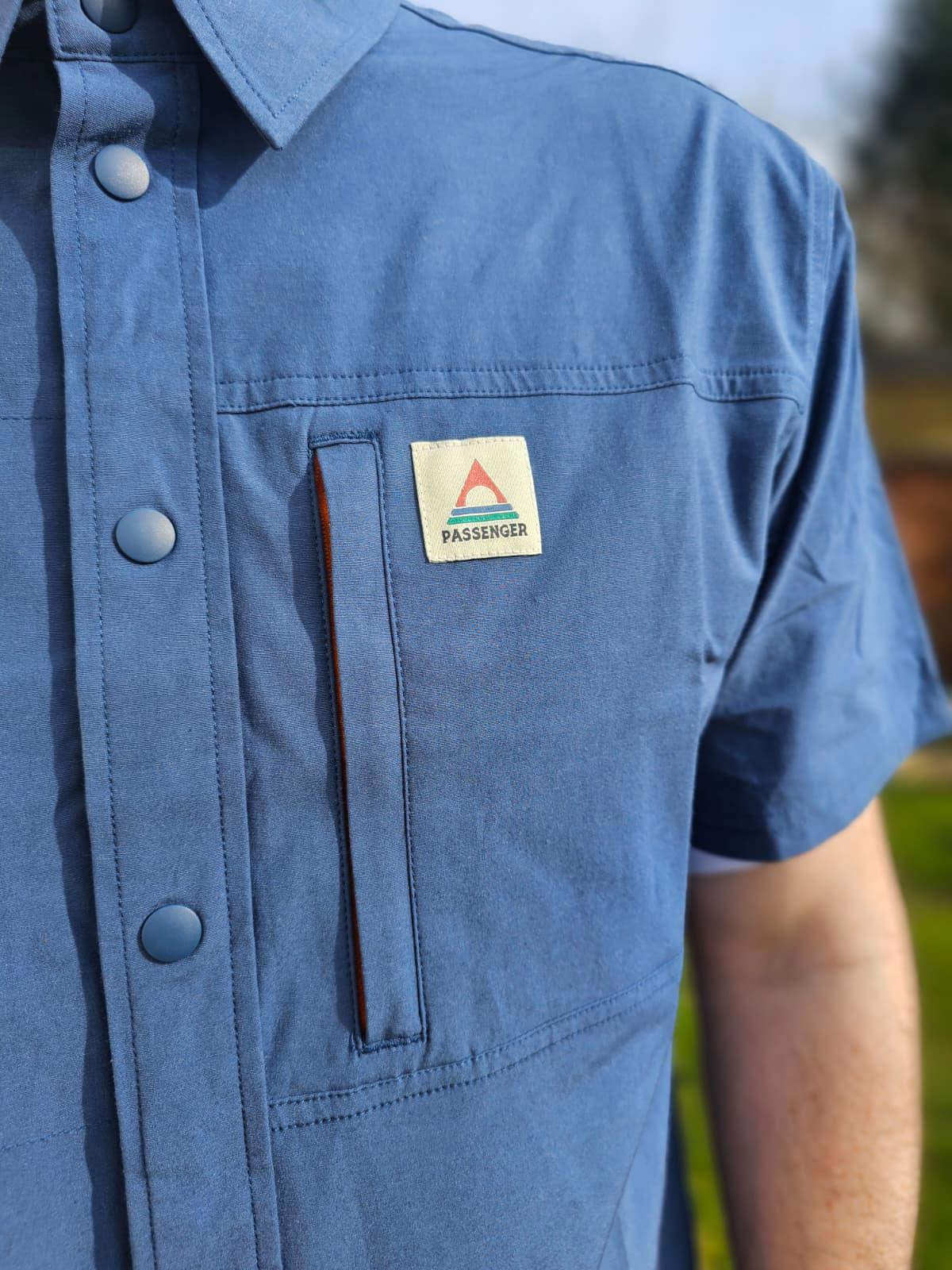 Passenger Mens Snap/Popper Button Short Sleeve Collared Pocket Shirt - M/Medium