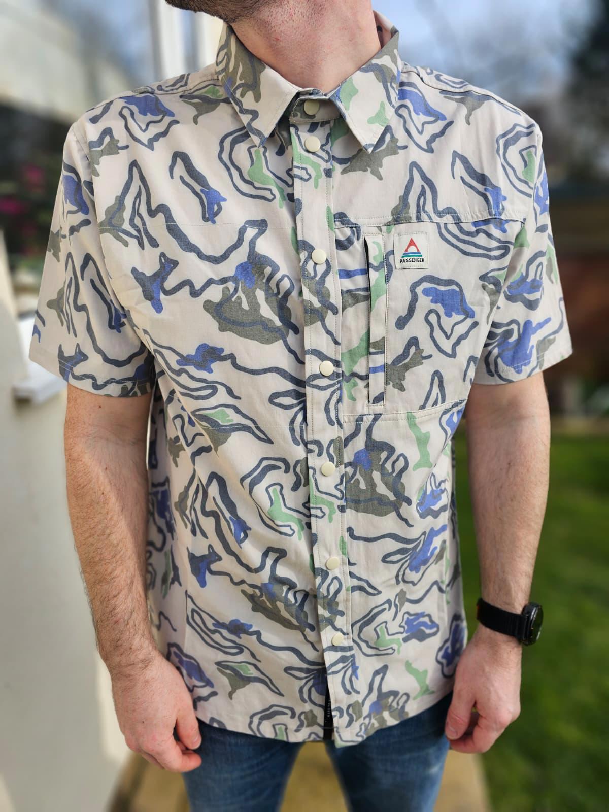 Passenger Mens Snap/Popper Button Short Sleeve Pattern Pocket Shirt - M/Medium