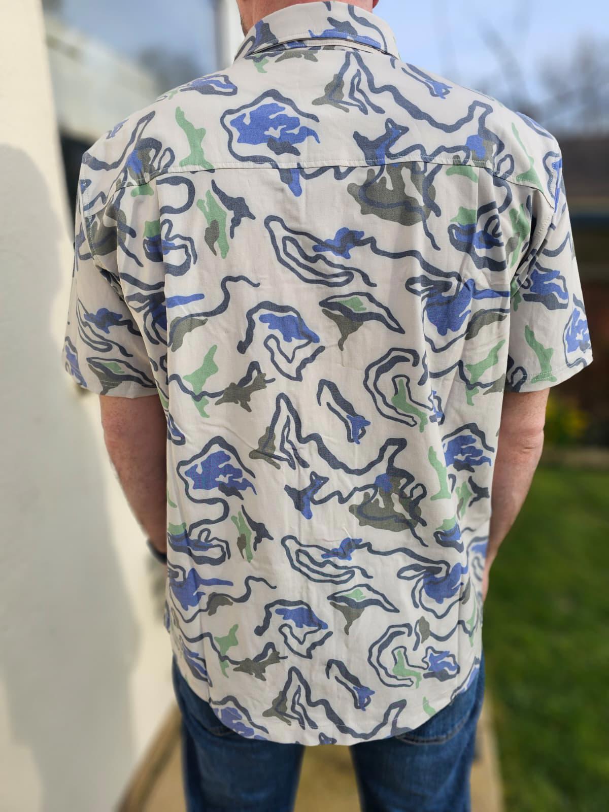 Passenger Mens Snap/Popper Button Short Sleeve Pattern Pocket Shirt - M/Medium