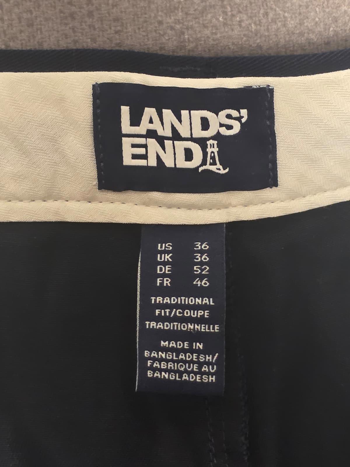 Lands End Mens Smart Casual Chinos Style Trousers/Pants - W36 / L26 - navy