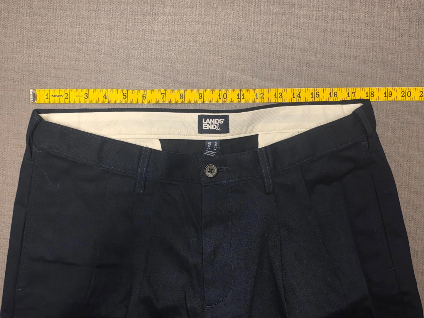 Lands End Mens Smart Casual Chinos Style Trousers/Pants - W36 / L26 - navy