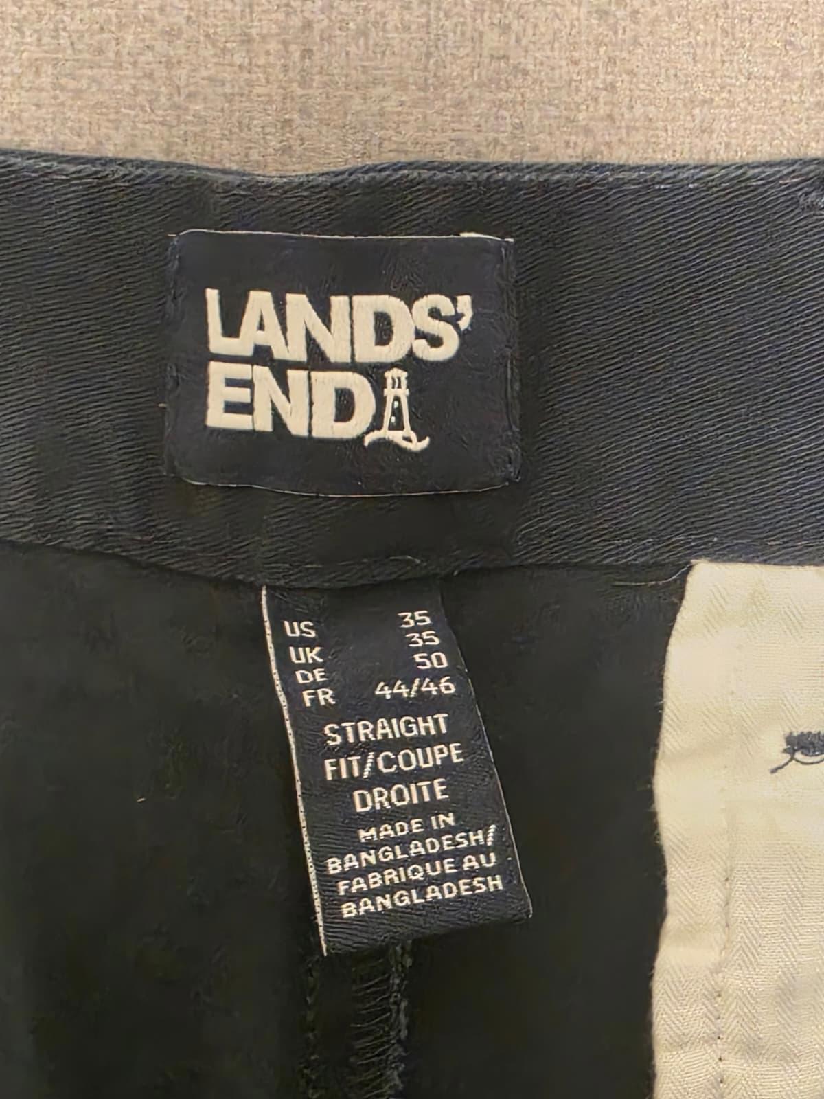 Lands End Mens Smart Casual Chino Style Trousers/Pants - 35 - W35 / L26 - Navy