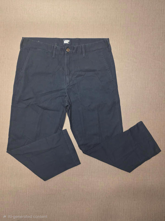 Lands End Mens Smart Casual Chino Style Trousers/Pants - 35 - W35 / L26 - Navy