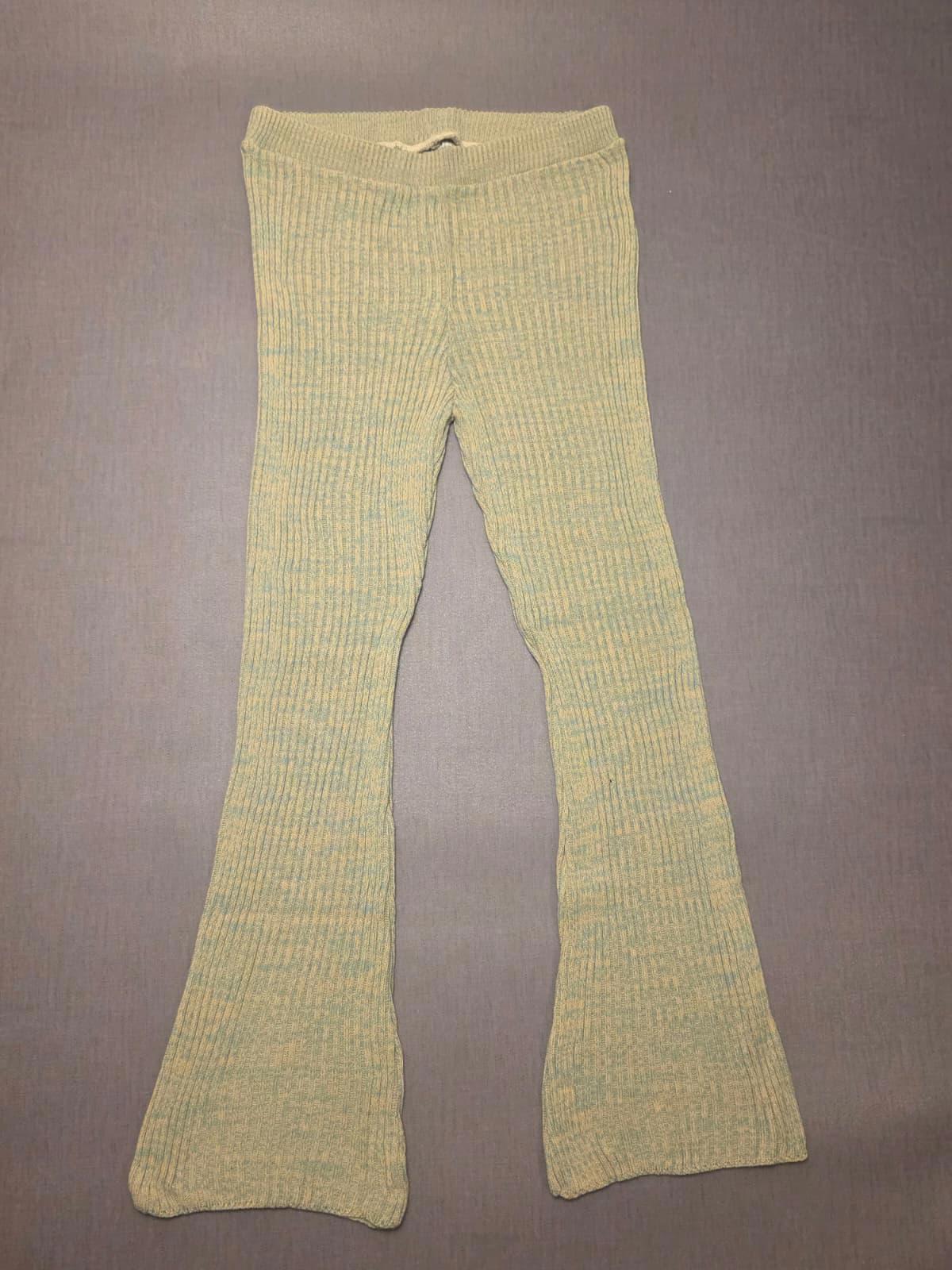 ASOS Womens Knitted Ribbed Flared Trousers/Pants - UK 18 - Pistachio