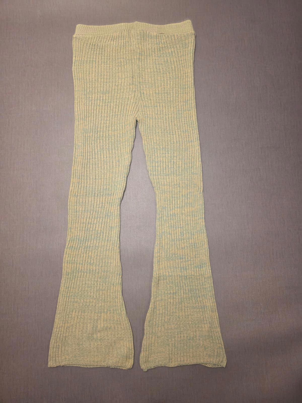 ASOS Womens Knitted Ribbed Flared Trousers/Pants - UK 18 - Pistachio