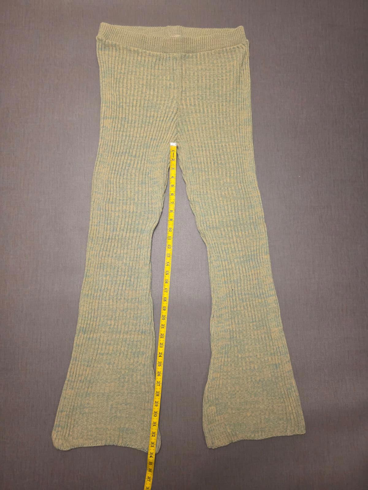 ASOS Womens Knitted Ribbed Flared Trousers/Pants - UK 18 - Pistachio