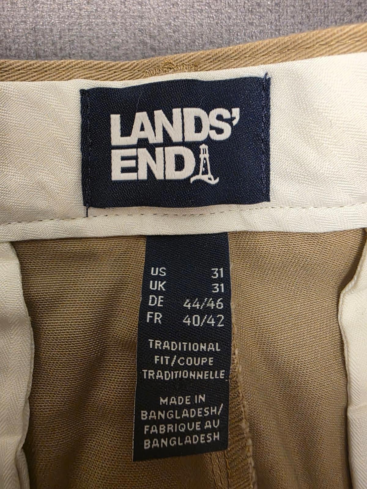 Lands End Mens Smart Casual Trousers/Pants - 31 - W31 / L28 - Beige