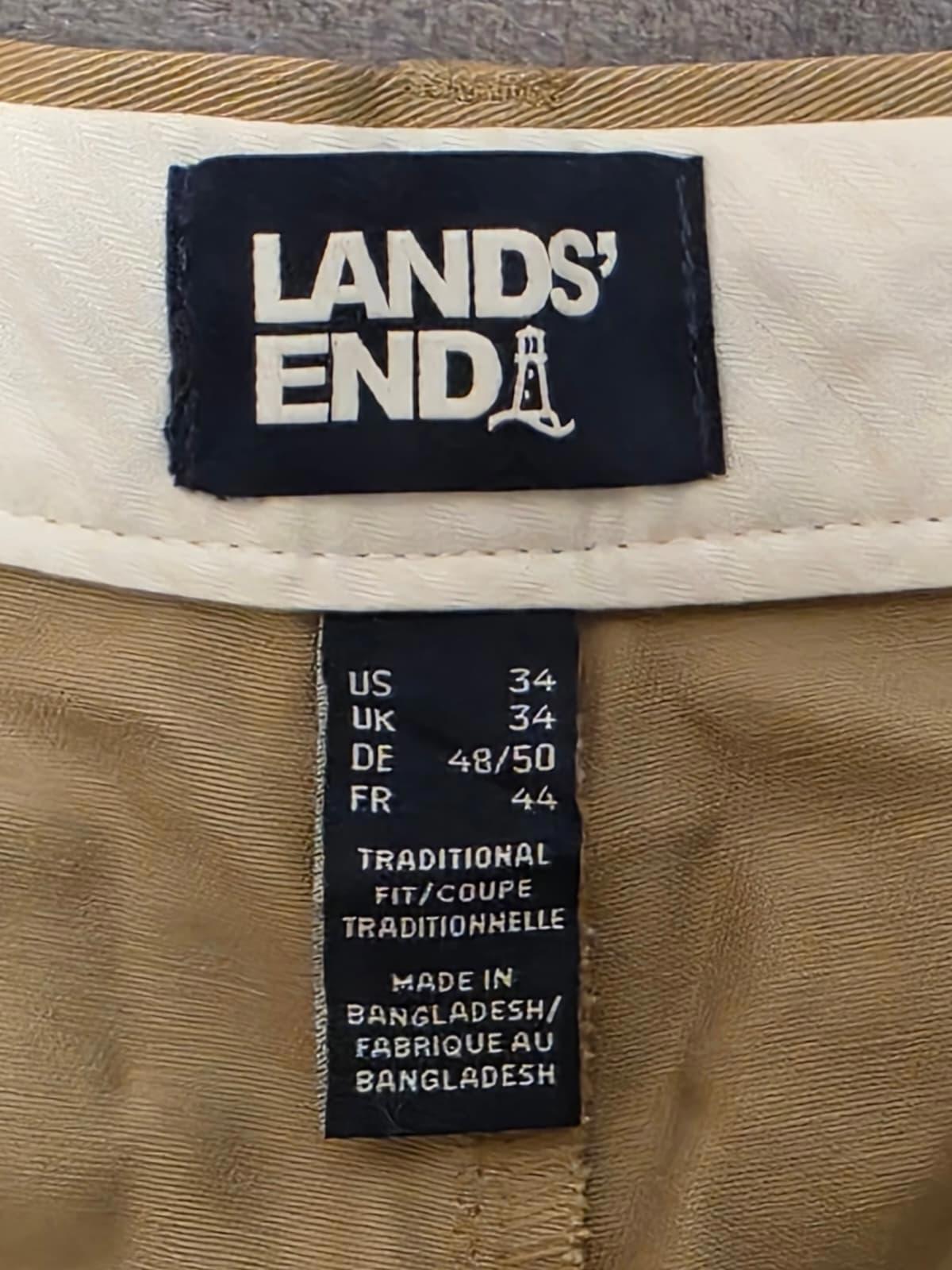 Lands End Mens Smart Casual Trousers/Pants - 34 - W34 / L27 - Beige