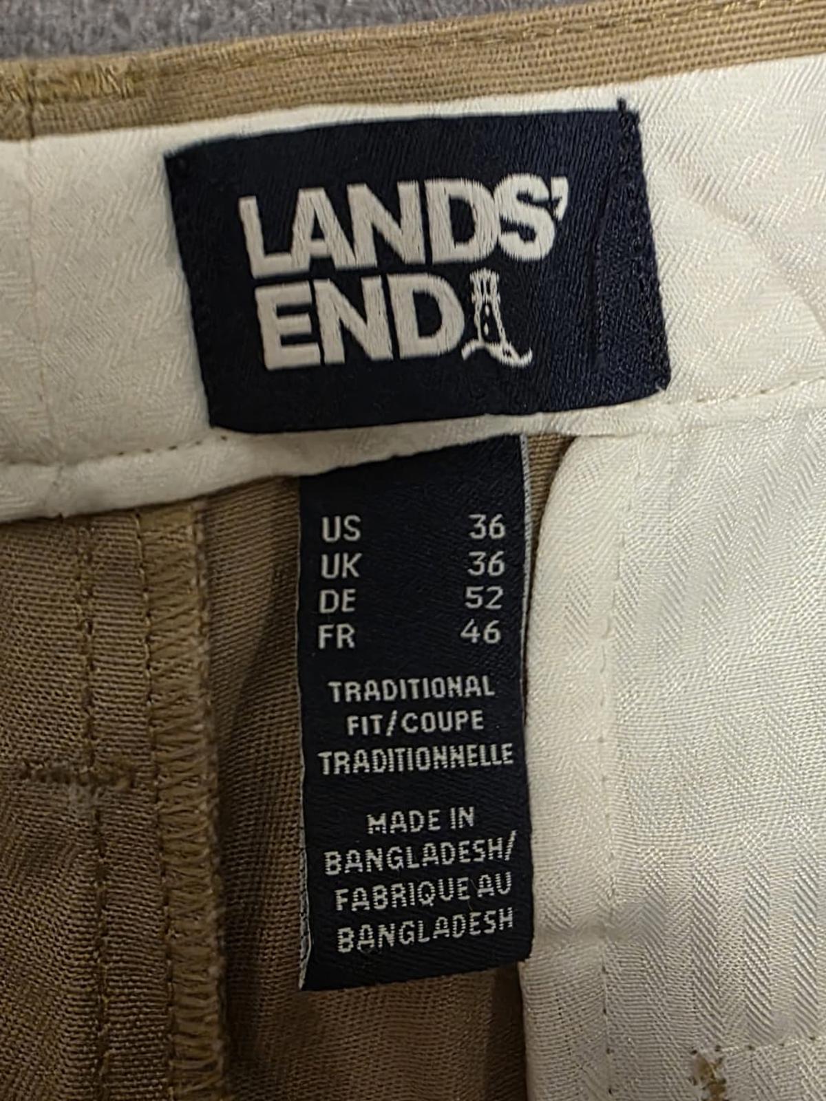 Lands End Mens Smart Casual Trousers/Pants - 36 - W36 / L27 - Beige