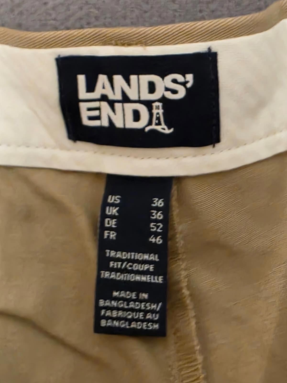 Lands End Mens Smart Casual Trousers/Pants - 36 - W36 / L28 - Beige