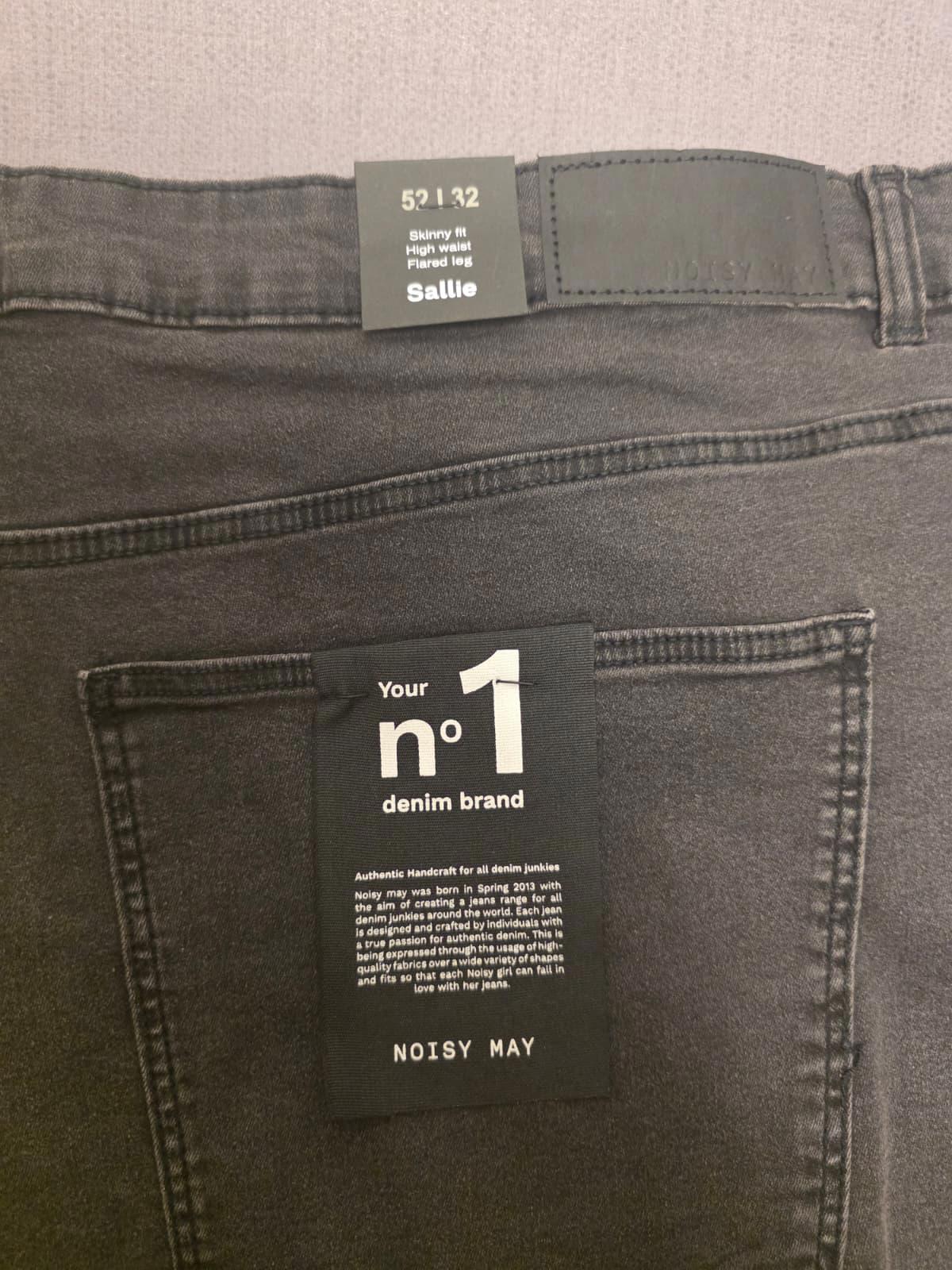 Noisy May Womens Sallie Skinny Fit High Waist Flared Denim Black Jeans W32/L31