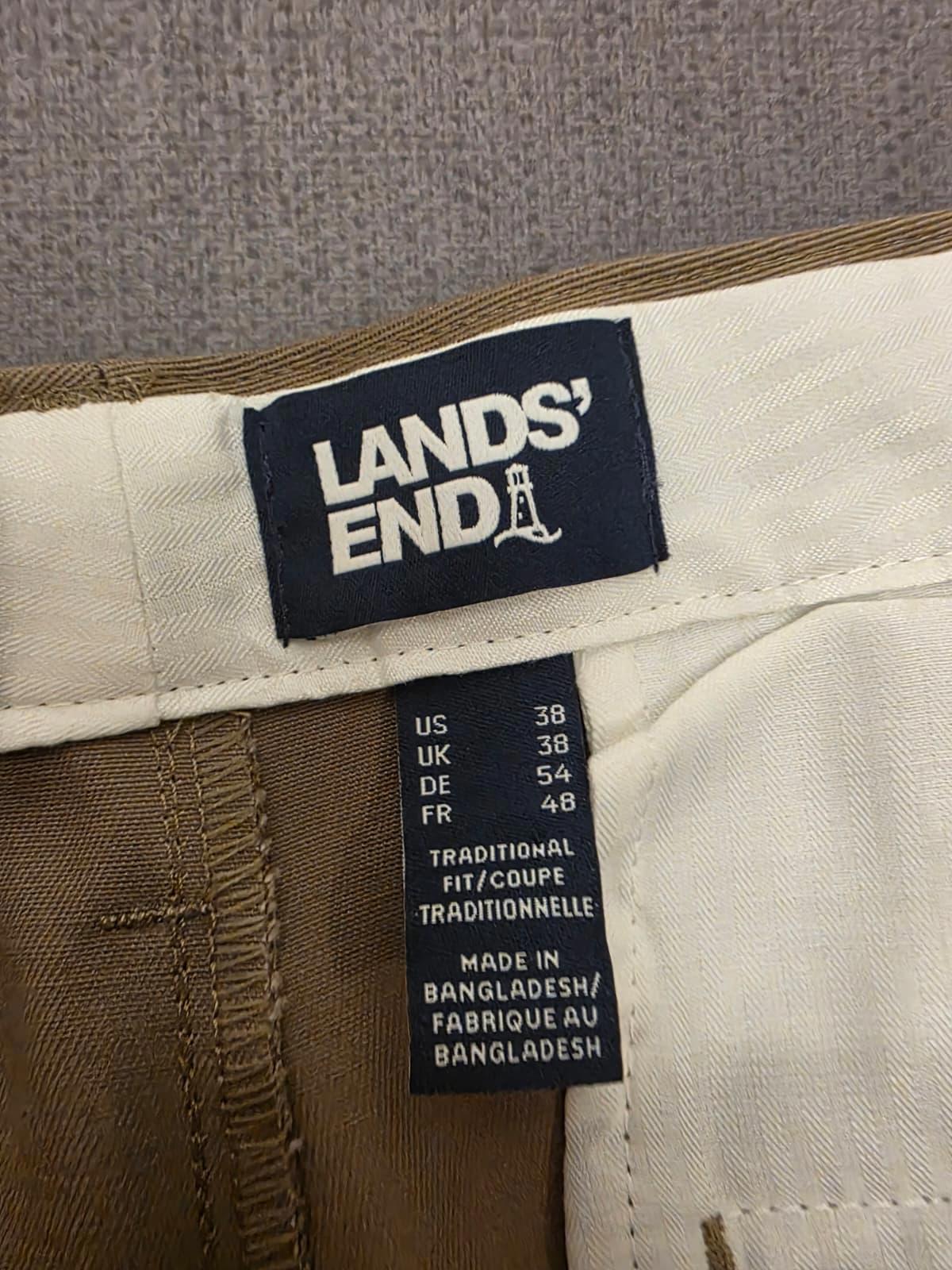 Lands End Mens Smart Casual Trousers/Pants - 38 - W38/L25 - Beige
