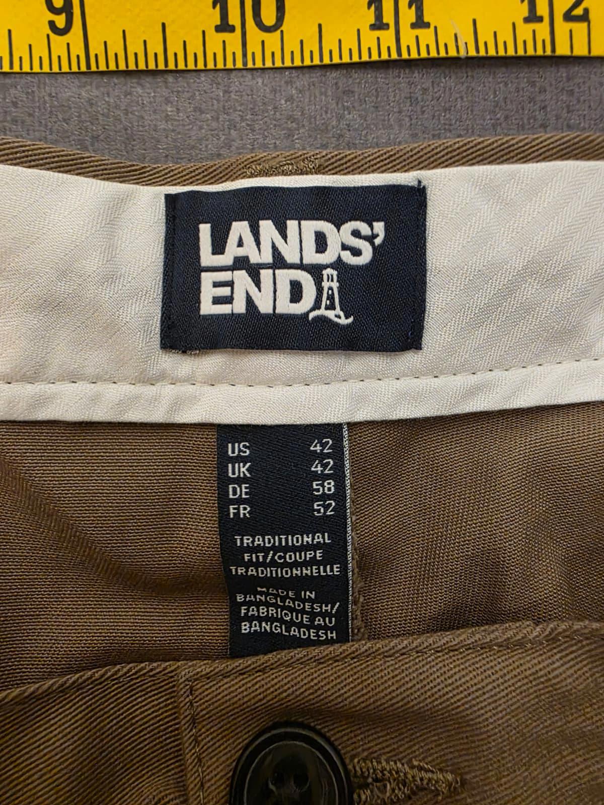 Lands End Mens Smart Casual Trousers/Pants - 42 - W42/L25 - Beige