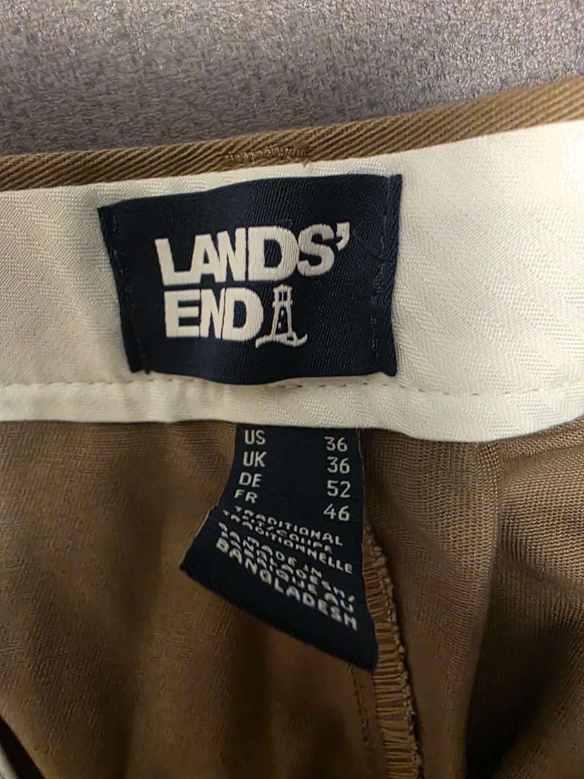 Lands End Mens Smart Casual Trousers/Pants - 36 - W36/L27 - Beige