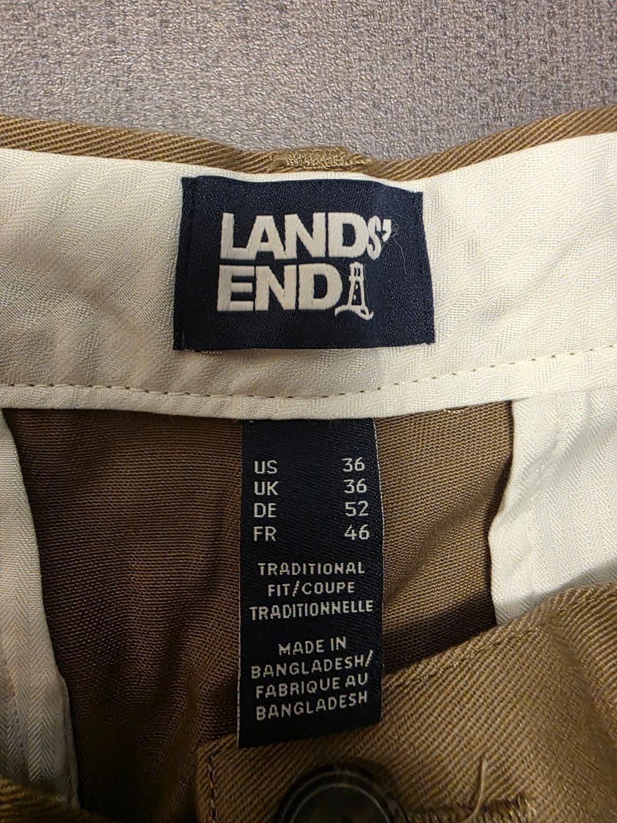 Lands End Mens Smart Casual Trousers/Pants - 36 - W36/L27 - Beige