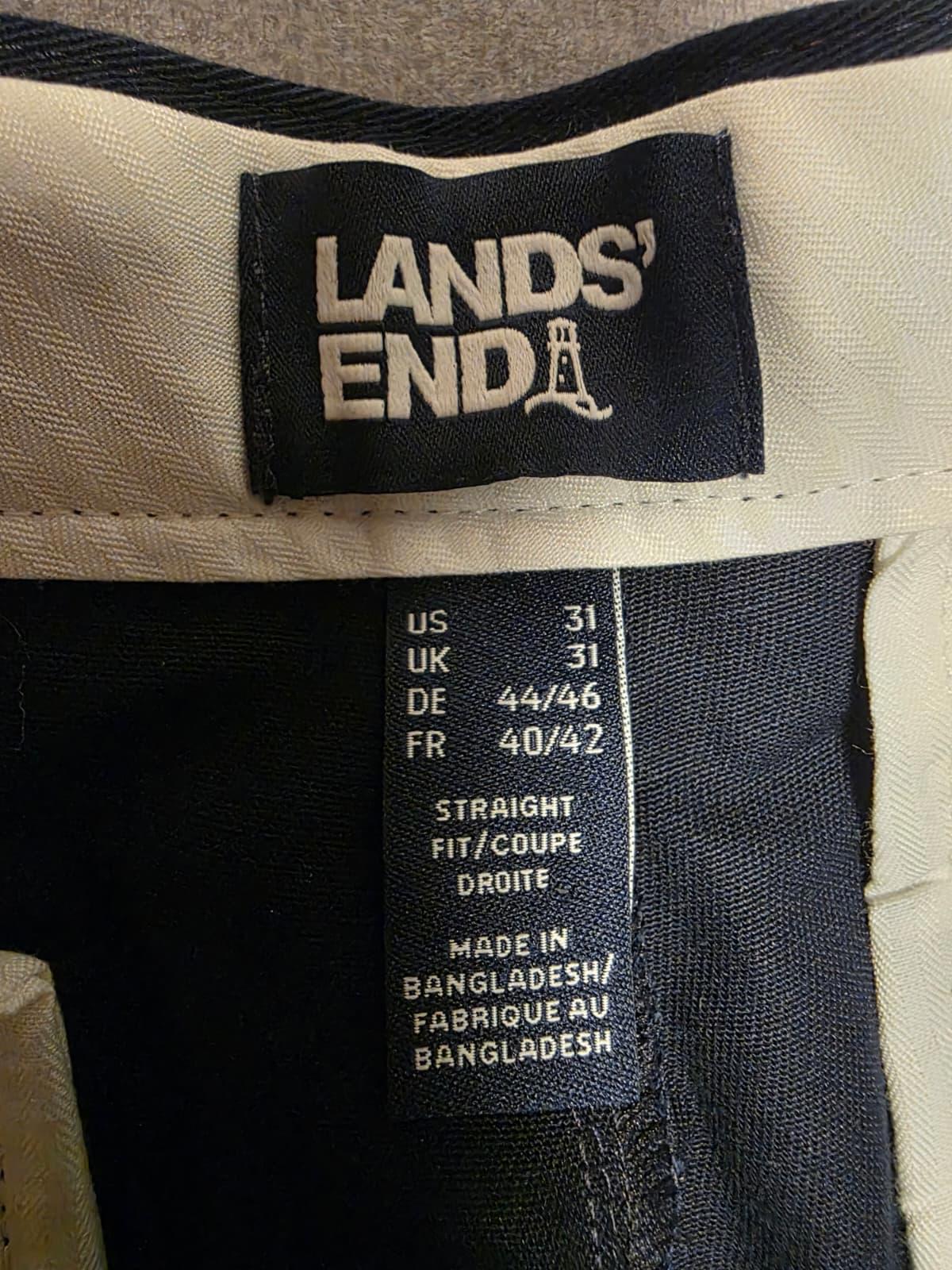 Lands End Mens Smart Casual Trousers/Pants - 31 - W34/L26 - Navy