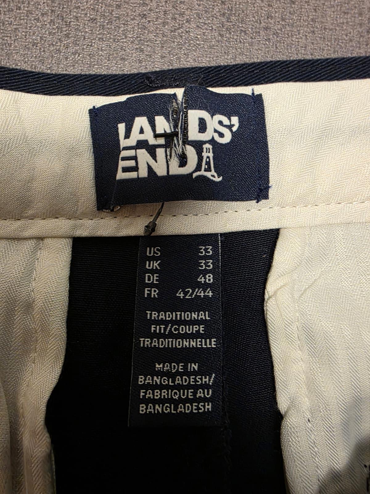 Lands End Mens Smart Casual Trousers/Pants - 33 - W33/L32 - Navy