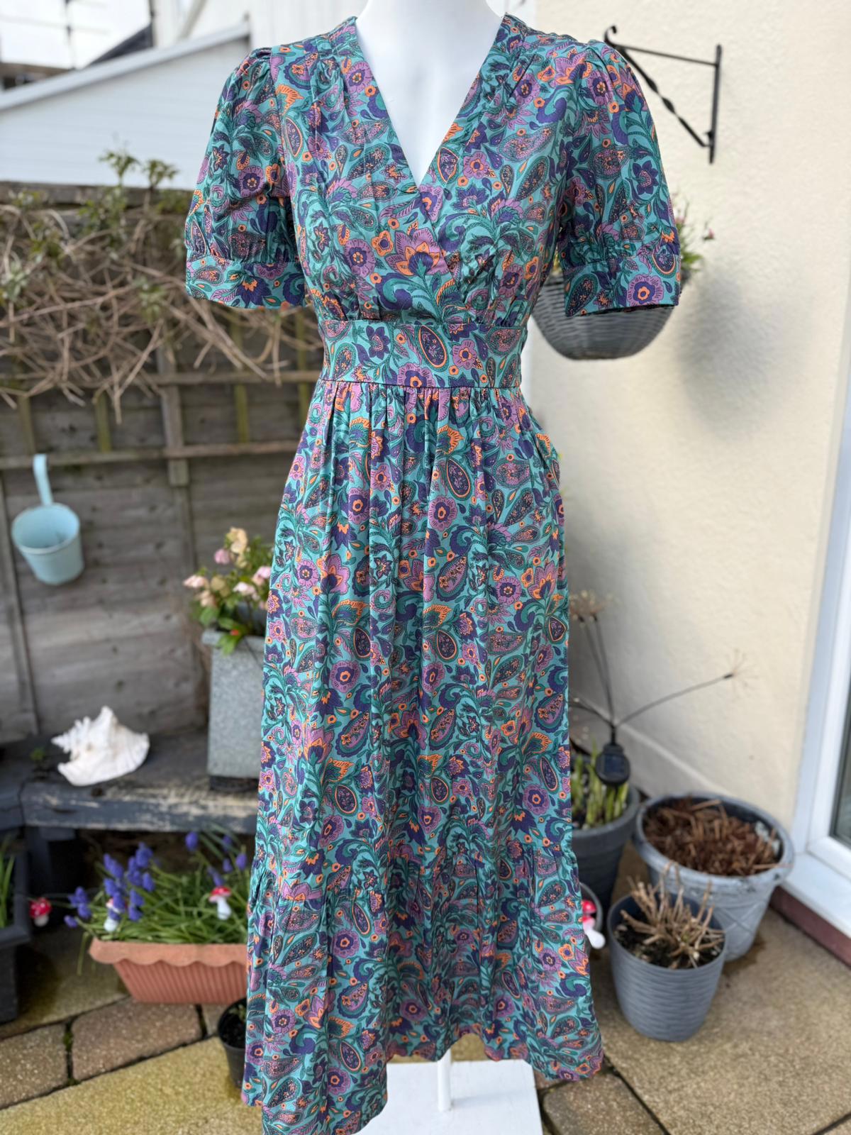 Joanie Womens Albertine Wasabi Paisley Print Midaxi Casual Spring Summer Dress 8