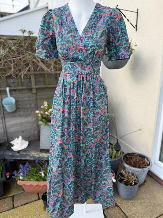 Joanie Womens Albertine Wasabi Paisley Print Midaxi Casual Spring Summer Dress 8