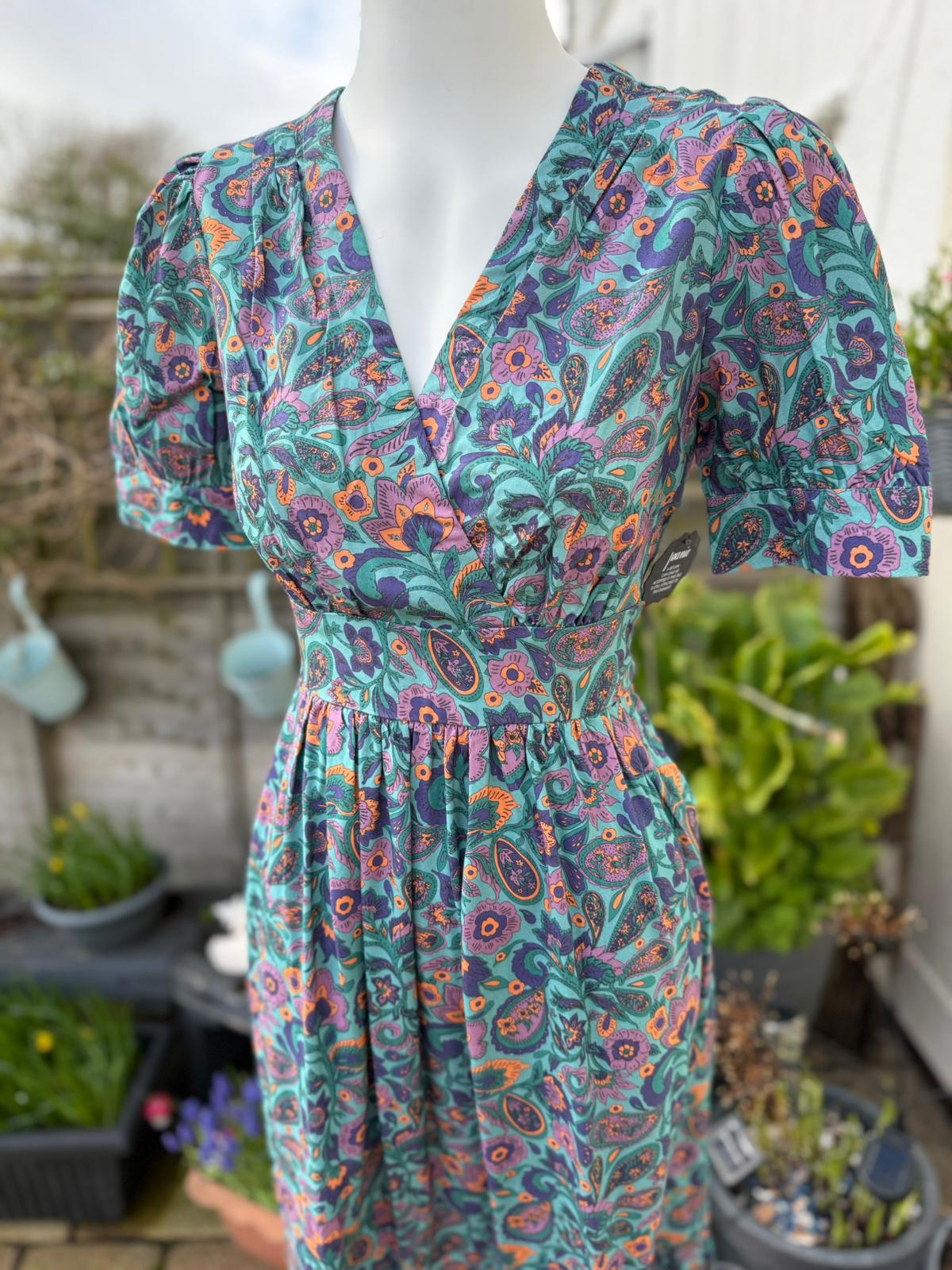 Joanie Womens Albertine Wasabi Paisley Print Midaxi Casual Spring Summer Dress 8