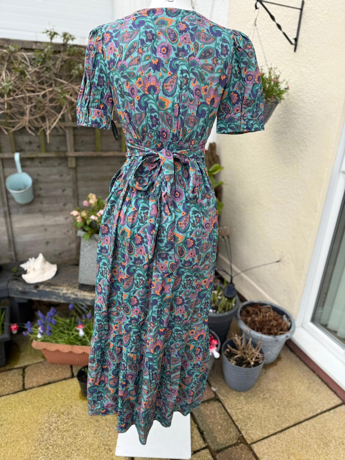 Joanie Womens Albertine Wasabi Paisley Print Midaxi Casual Spring Summer Dress 8